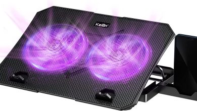 Este soporte para laptop es ideal para manter fría tu PC con sus dos ventiladores con luz LED y sus cinco niveles ajustables por 303 pesos