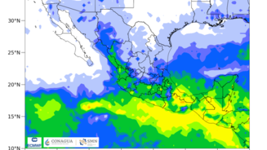 Siguen las lluvias en México y las temperaturas de hasta 45 °C, pero también el potencial de ciclones y caída de granizo