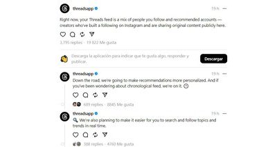 Threads sabe cuáles son sus debilidades, así que ya prepara feed cronológico y tendencias en tiempo real para ser el Twitter definitivo